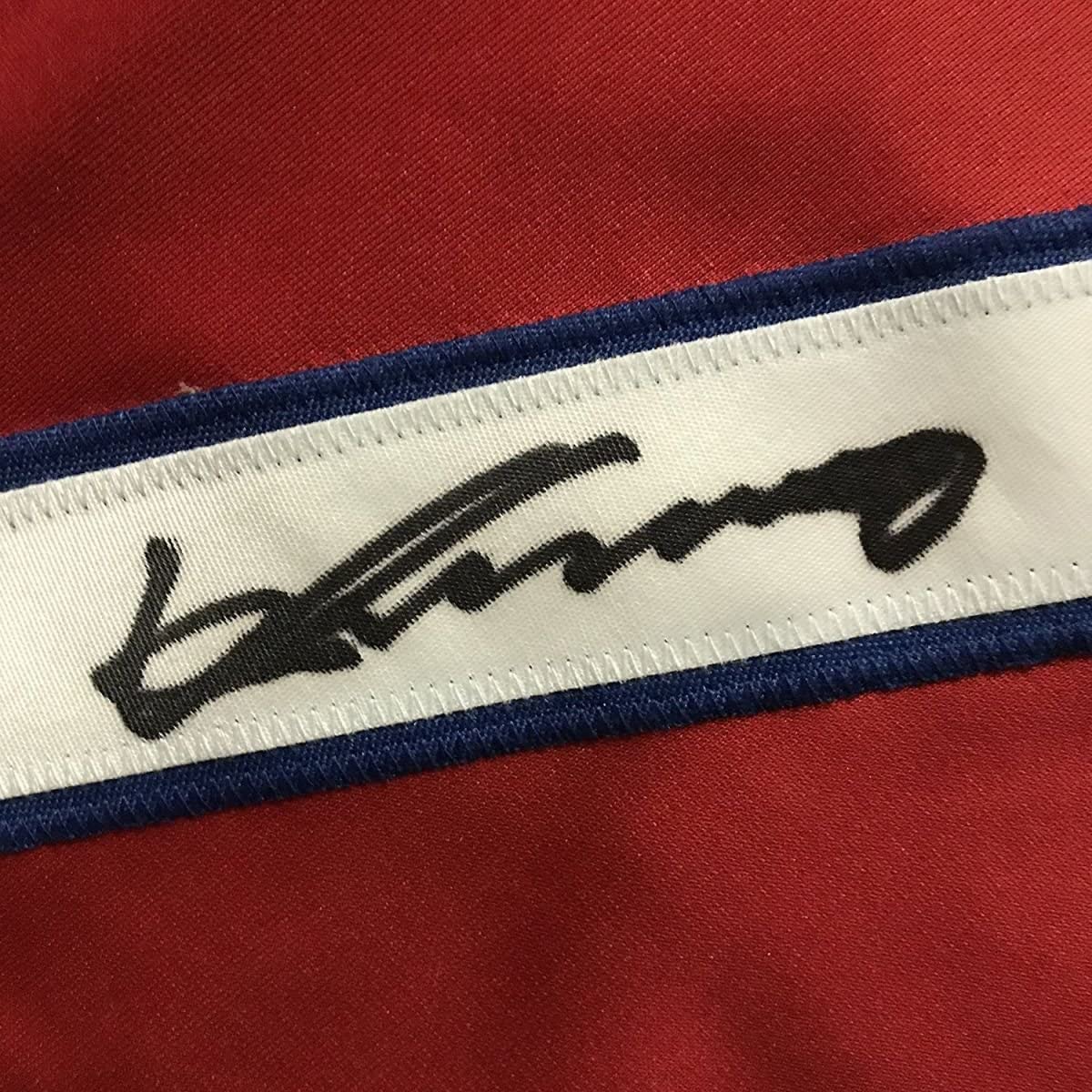 Framed Autographed/Signed Vladimir Guerrero 33x42 Montreal Red Baseball Jersey JSA COA