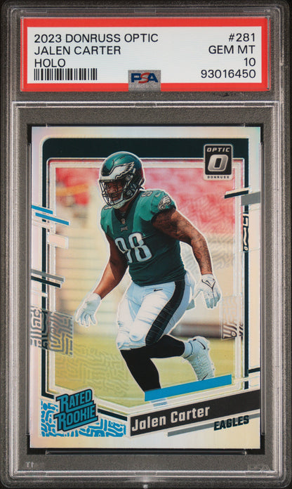 Graded 2023 Panini Donruss Optic Jalen Carter #281 Holo Rookie RC Football Card PSA 10