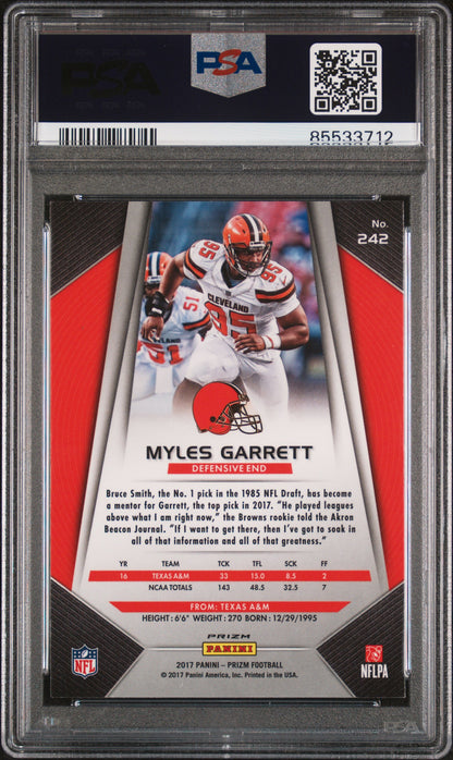 Graded 2017 Panini Prizm Myles Garrett #242 Rookie RC Football Card PSA 10 Gem Mint