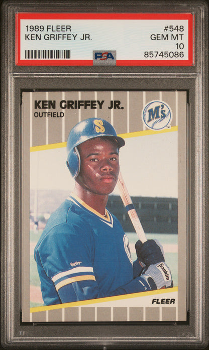 Graded 1989 Fleer Ken Griffey Jr. #548 Rookie RC Baseball Card PSA 10 Gem Mint