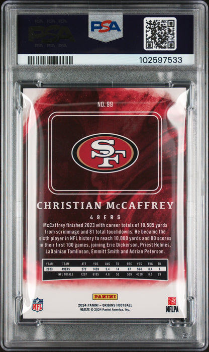 Graded 2024 Panini Origins Christian McCaffrey #99 Football Card PSA 9 Near Mint