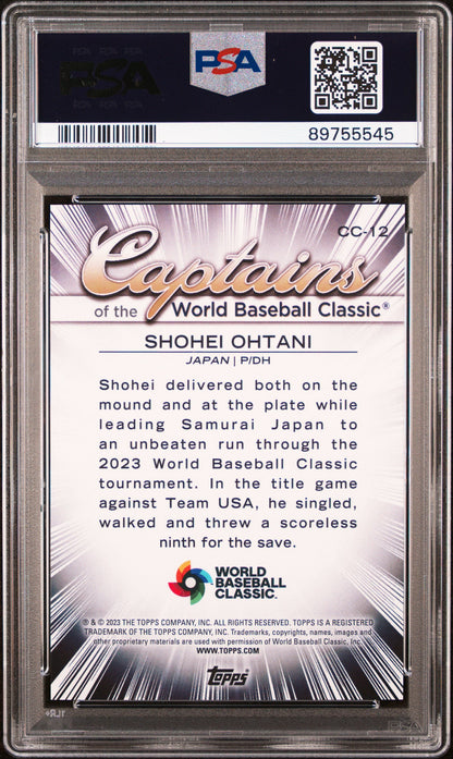 Graded 2023 Topps WBC Shohei Ohtani #CC12 Captains of the WBC Baseball Card PSA 10 Gem Mint