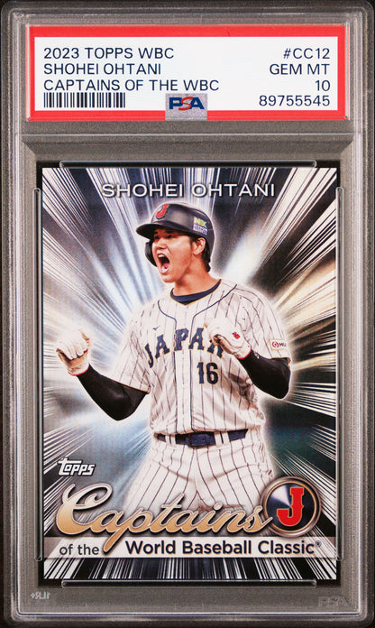 Graded 2023 Topps WBC Shohei Ohtani #CC12 Captains of the WBC Baseball Card PSA 10 Gem Mint