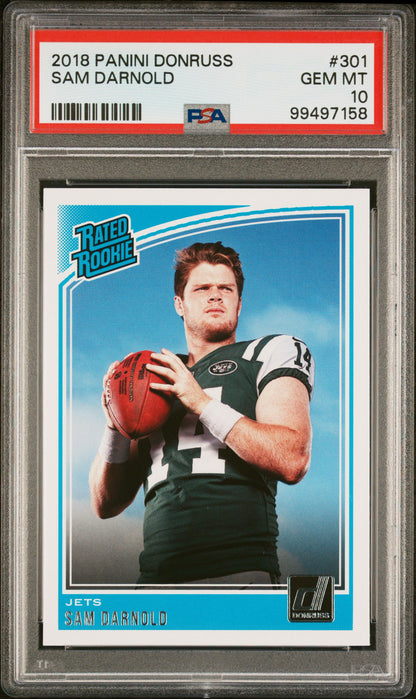 Graded 2018 Panini Donruss Sam Darnold #301 Rookie RC Football Card PSA 10 Gem Mint