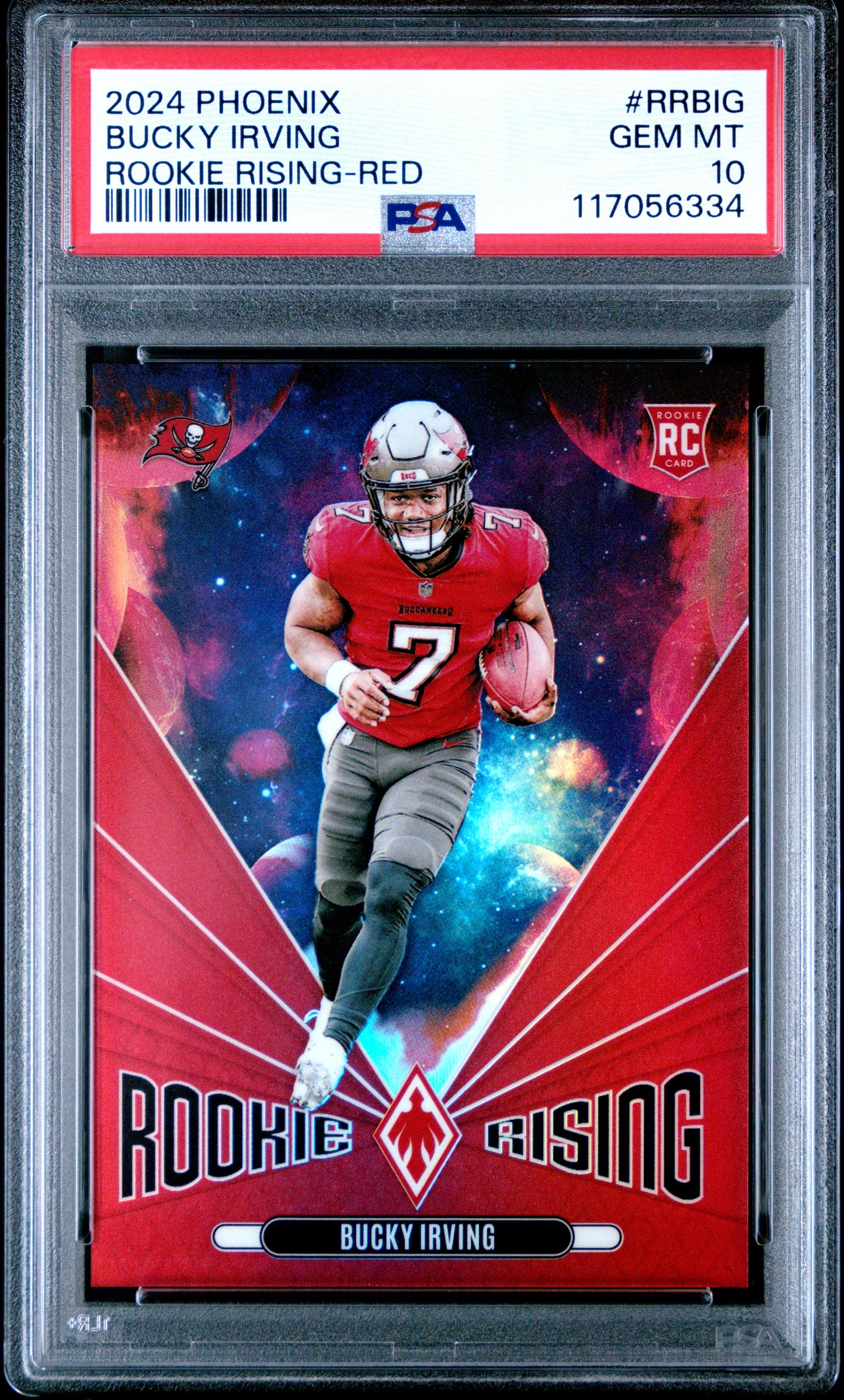 Graded 2024 Panini Phoenix Bucky Irving #RRBIG Rookie Rising Red /99 Rookie RC Football Card PSA 10 Gem Mint