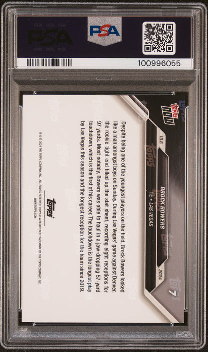 Graded 2024 Topps Now Brock Bowers #7 Rookie RC Football Card PSA 9 Mint