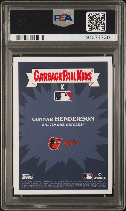 Graded 2023 Topps Garbage Pail Kids Gunnar Henderson #25B Hungry Henderson Rookie RC Baseball Card PSA 10 Gem Mint
