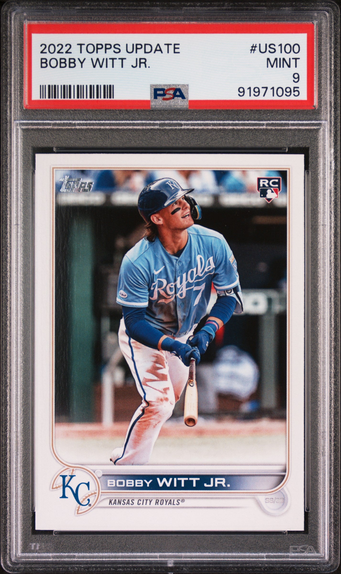 Graded 2022 Topps Update Bobby Witt Jr. #US100 Rookie RC Baseball Card PSA 9 Mint