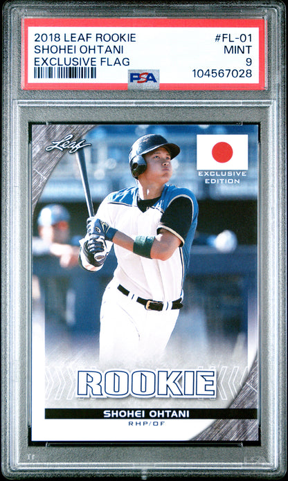 Graded 2018 Leaf Rookie Shohei Ohtani #FL-01 Exclusive Flag Rookie RC Baseball Card PSA 9 Mint