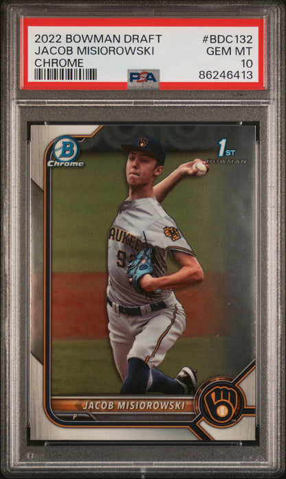 Graded 2022 Topps Bowman Draft Jacob Misiorowski #BDC132 Chrome Rookie RC Baseball Card PSA 10 Gem Mint