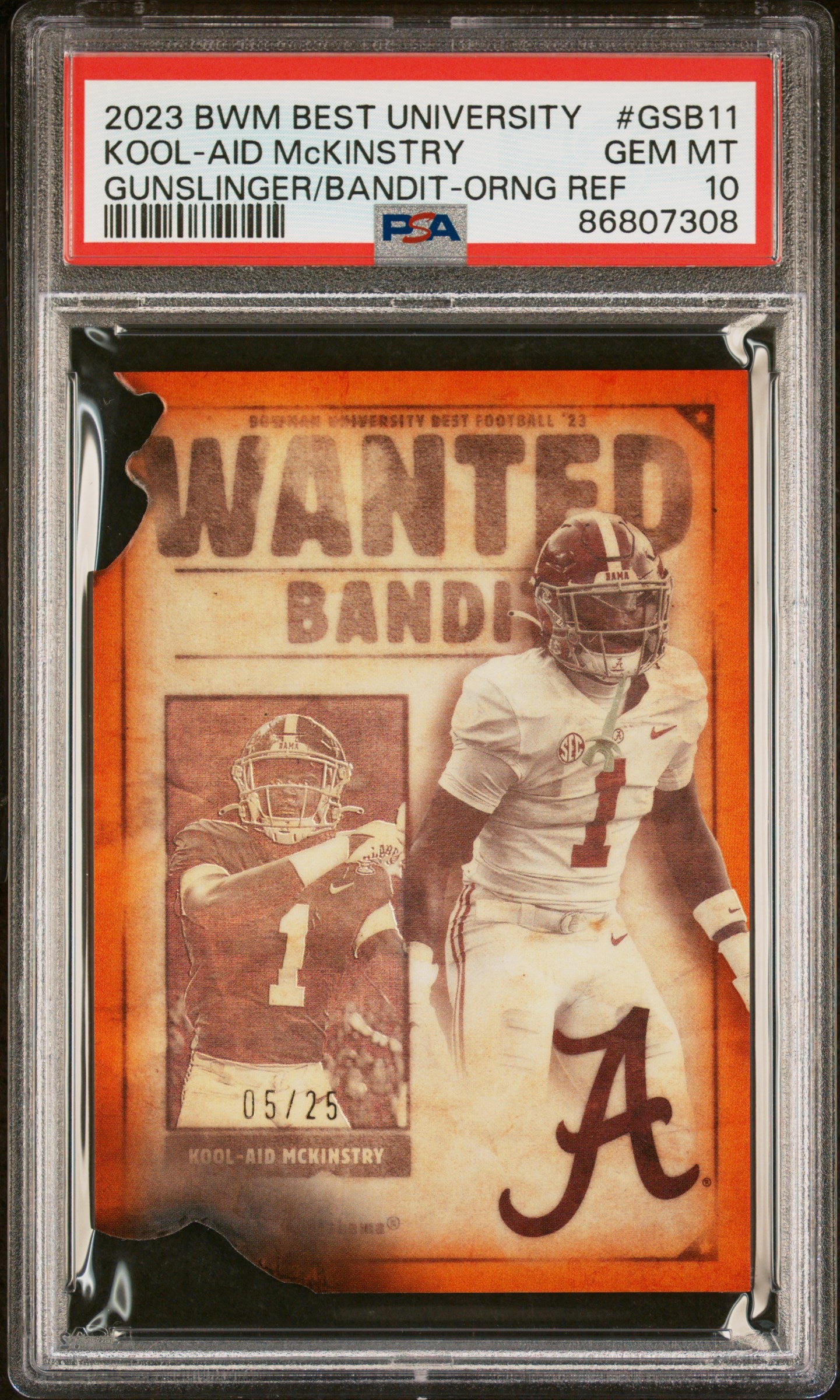 Graded 2023 Topps Bowman Best U Kool Aid McKinstry #GSB11 Gunslingers & Bandits Orange Refractor #/25 Rookie RC Football Card PSA 10 Gem Mint