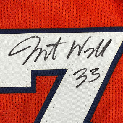 Framed Autographed/Signed Javonte Williams 35x39 Denver Orange Football Jersey Beckett BAS COA
