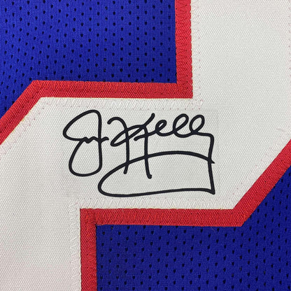 Framed Facsimile Autographed Jim Kelly 35x39 Buffalo Blue Reprint Laser Auto Football Jersey