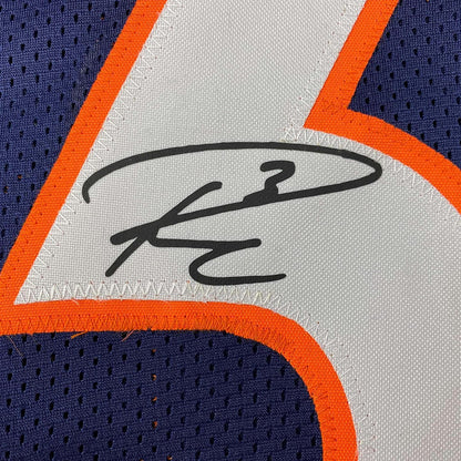 Framed Facsimile Autographed Russell Wilson 35x39 Denver Blue Reprint Laser Auto Football Jersey