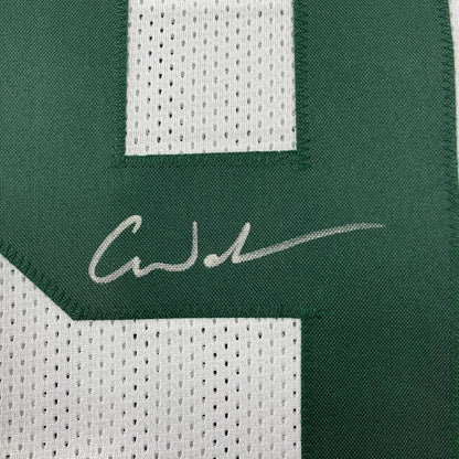 Framed Autographed/Signed Christian Watson 35x39 Green Bay White Football Jersey Beckett BAS COA