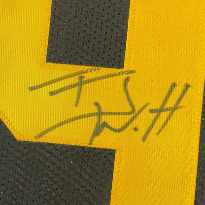 Framed Autographed/Signed TJ T.J. Watt 35x39 Pittsburgh Color Rush Football Jersey Beckett BAS COA