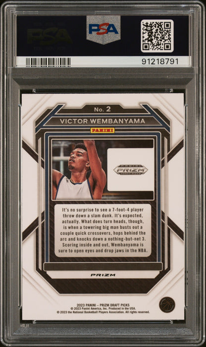 Graded 2023 Panini Prizm Draft Picks Victor Wembanyama #2 Green Rookie RC Basketball Card PSA 10 Gem Mint