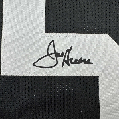 Framed Facsimile Autographed Mean Joe Greene 35x39 Pittsburgh Black Reprint Laser Auto Football Jersey