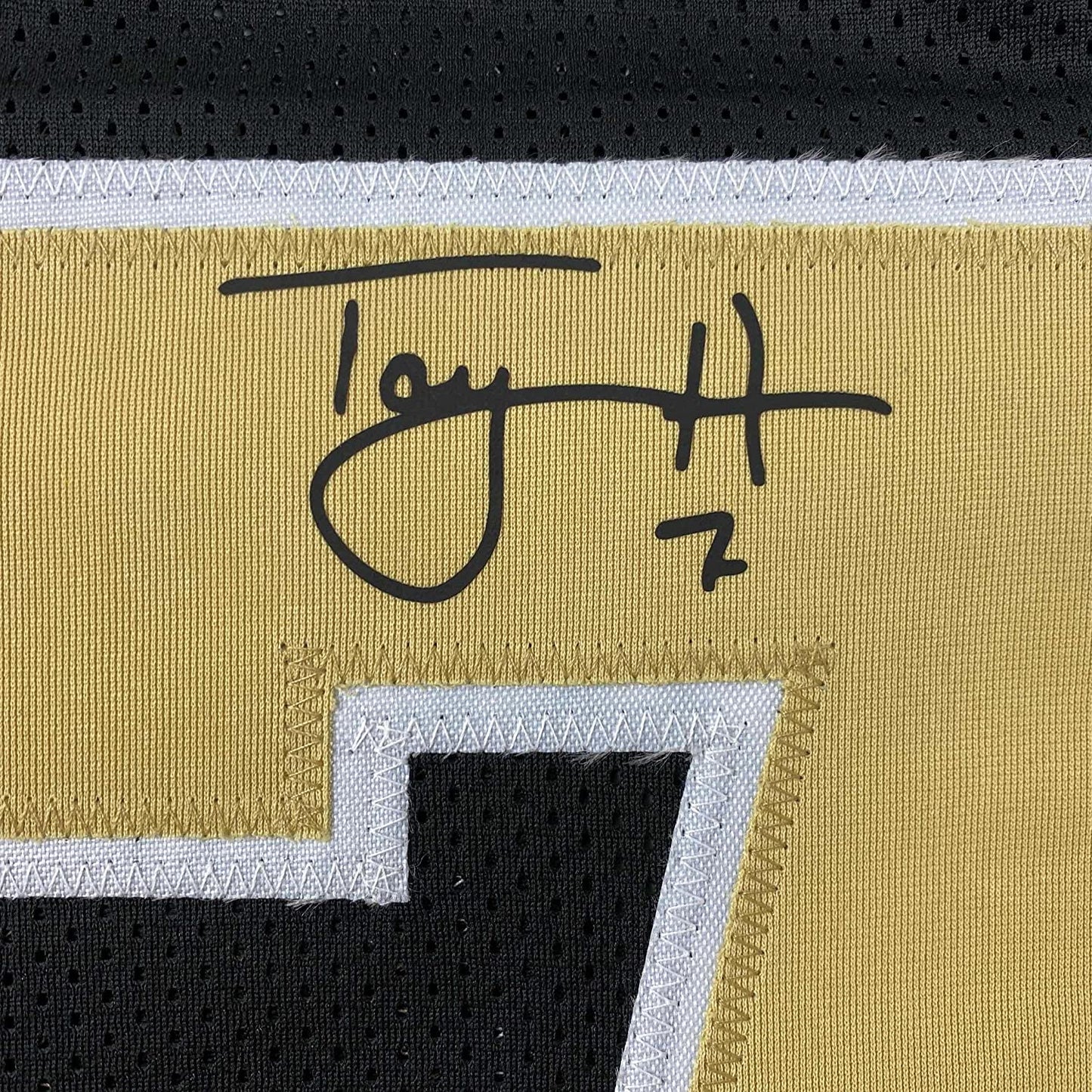 Framed Facsimile Autographed Taysom Hill 35x39 New Orleans Black Reprint Laser Auto Football Jersey