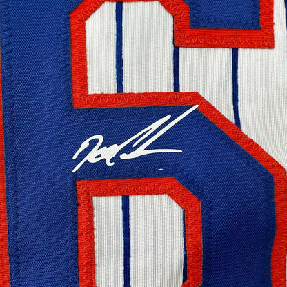 Framed Facsimile Autographed Dwight Doc Gooden 35x39 New York Pinstripe Reprint Laser Auto Baseball Jersey