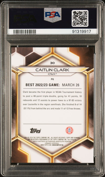 Graded 2023 Topps Bowman U Best Caitlin Clark #30 Rookie RC Basketball Card PSA 10 Gem Mint