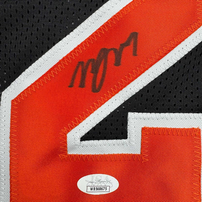 Framed Autographed/Signed Miles Deuce McBride 35x39 New York Black Basketball Jersey JSA COA