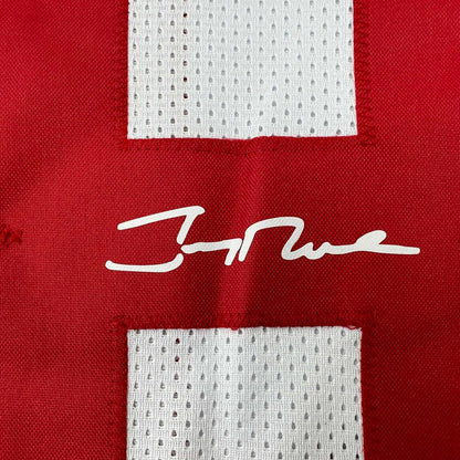 Framed Facsimile Autographed Jerry Rice 35x39 San Francisco White Reprint Laser Auto Football Jersey