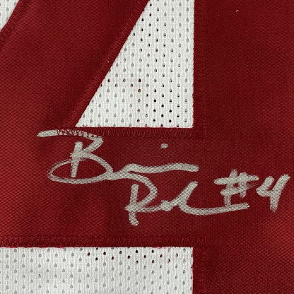 Framed Autographed/Signed Brian Robinson Jr. 35x39 Alabama White College Football Jersey Beckett BAS COA
