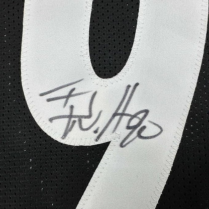 Framed Autographed/Signed T.J. Watt 35x39 Pittsburgh Black Football Jersey Beckett BAS COA