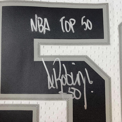 Framed Autographed/Signed David Robinson 35x39 NBA Top 50 San Antonio Spurs White Authentic M&N Basketball Jersey Beckett BAS COA