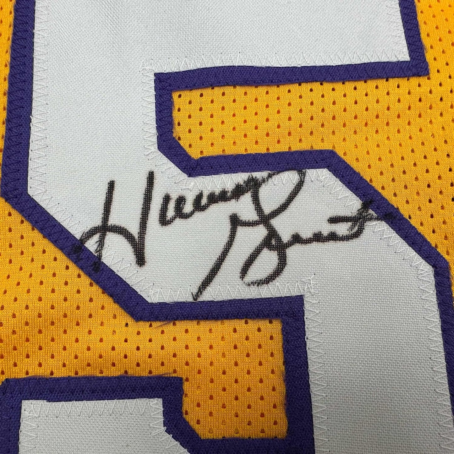 Framed Autographed/Signed Horace Grant 35x39 Los Angeles Yellow Basketball Jersey JSA COA