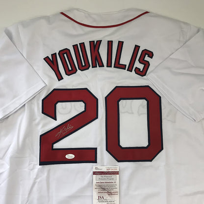 Autographed/Signed Kevin Youkilis Boston White Baseball Jersey JSA COA