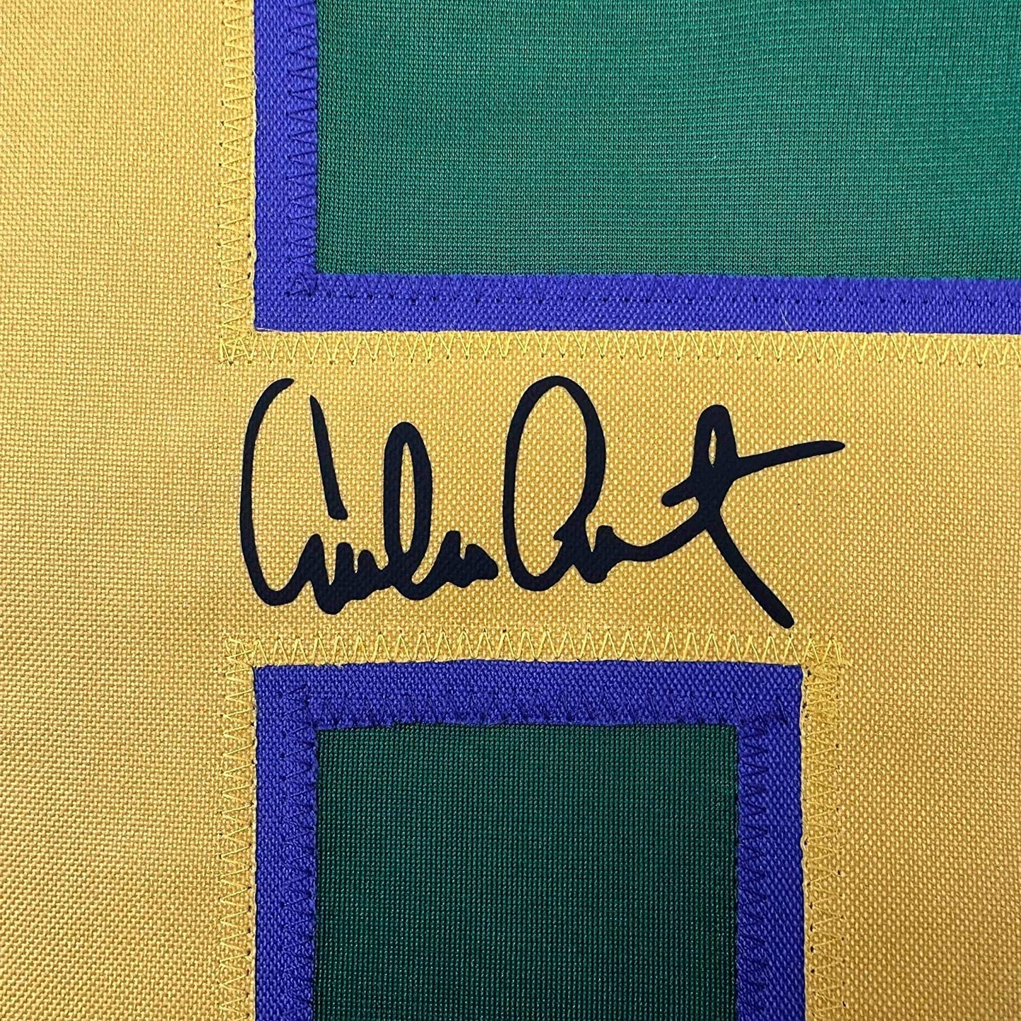 Framed Facsimile Autographed Emilio Estevez Gordon Bombay 35x39 Green Reprint Laser Auto Hockey Jersey