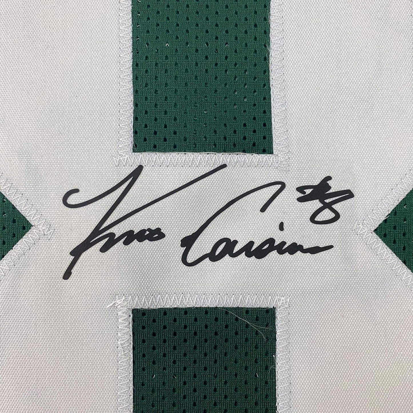 Framed Facsimile Autographed Kirk Cousins 35x39 Michigan State Green Reprint Laser Auto College Football Jersey