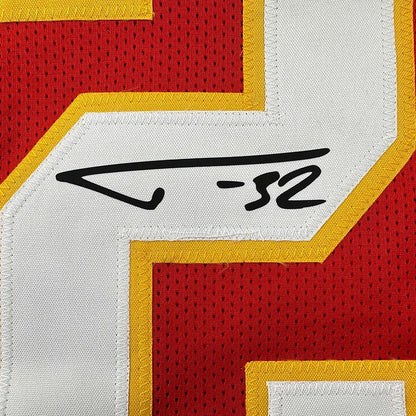 Framed Facsimile Autographed Tyrann Mathieu 35x39 Kansas City Red Reprint Laser Auto Football Jersey