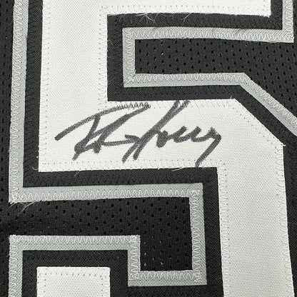 Framed Autographed/Signed Robert Horry 35x39 San Antonio Black Basketball Jersey Beckett BAS COA