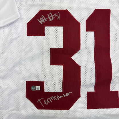 Framed Autographed/Signed Will Anderson "Terminator" 35x39 Alabama White College Football Jersey Beckett BAS COA