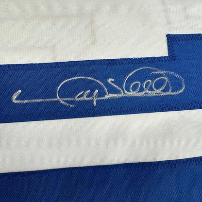 Framed Autographed/Signed Gary Sheffield 35x39 Los Angeles LA White Baseball Jersey PSA/DNA COA