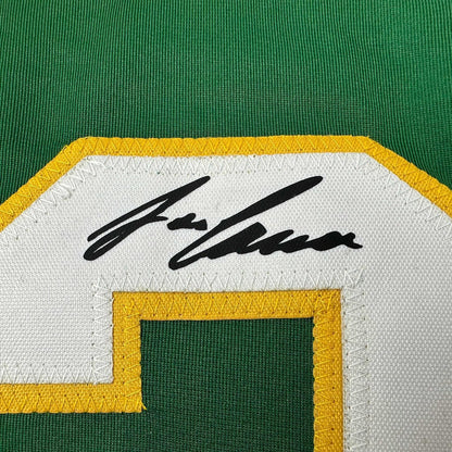 Framed Facsimile Autographed Jose Canseco 35x39 Oakland Green Reprint Laser Auto Baseball Jersey