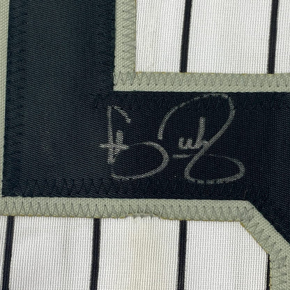 Framed Autographed/Signed Carson Fulmer 35x39 Chicago Pinstripe Baseball Jersey JSA COA