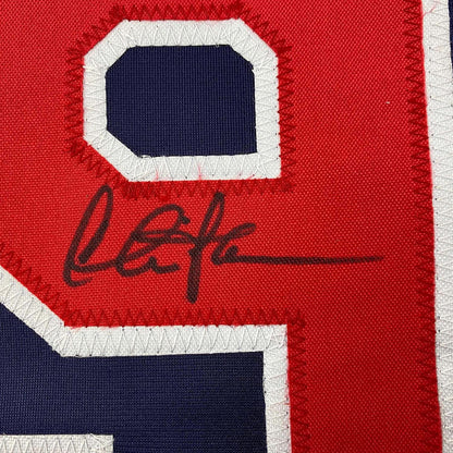 Framed Autographed/Signed Charlie Sheen 35x39 Wild Thing Ricky Vaughn Major League Movie Blue Baseball Jersey JSA COA