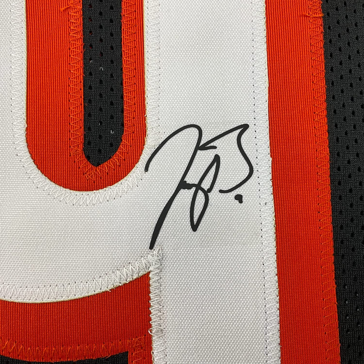 Framed Facsimile Autographed Joe Burrow 35x39 Cincinnati Black Rookie Reprint Laser Auto Football Jersey Size Men's XL