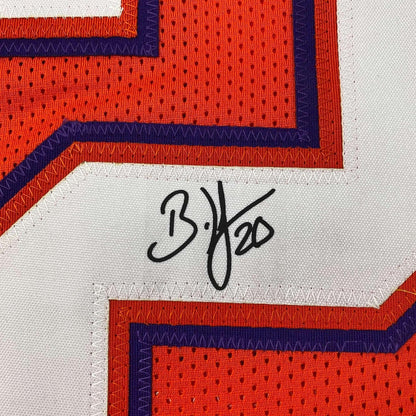 Framed Facsimile Autographed Brian Dawkins 35x39 Clemson Orange Reprint Laser Auto College Football Jersey