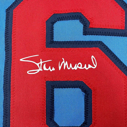 Framed Facsimile Autographed Stan Musial 35x39 St. Louis Blue Reprint Laser Auto Baseball Jersey
