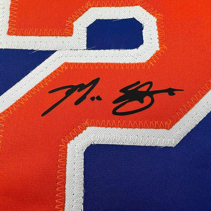 Framed Facsimile Autographed Max Scherzer 35x39 New York Blue Reprint Laser Auto Baseball Jersey