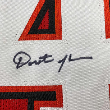 Framed Autographed/Signed Dexter Jackson 35x39 Tampa Bay Red Football Jersey JSA COA