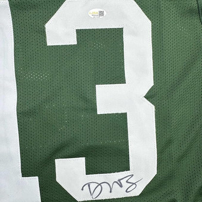 Framed Autographed/Signed Dontayvion Wicks 35x39 Green Bay Green Football Jersey JSA COA