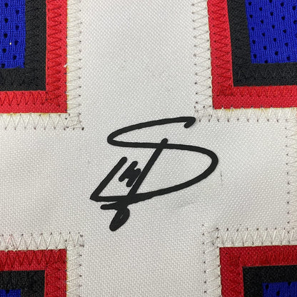 Framed Facsimile Autographed Stefon Diggs 35x39 Buffalo Blue Reprint Laser Auto Football Jersey Size Men's XL