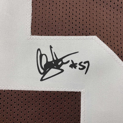 Framed Facsimile Autographed Clay Matthews Jr. 35x39 Cleveland Brown Reprint Laser Auto Football Jersey