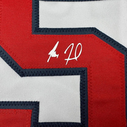 Framed Facsimile Autographed Max Fried 35x39 Atlanta White Reprint Laser Auto Baseball Jersey